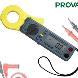 پاورآنالایزر کلمپی , PROVA 23 این دستگاه می تواند توان را در رنج 0.05 وات تا 9999 کیلو وات، ولتاژ AC را در رنج 5 تا 600 ولت، شدت جریان AC را در رنج 0.5 میلی آمپر تا 90 آمپر، درصد هارمونیک ولتاژ AC را در رنج 1 تا 99، مقدار هارمونیک ولتاژ AC را در رنج 1 تا 99، درصد هارمونیک شدت جریان AC را در رنج 1 تا 99، مقدار هارمونیک شدت جریان AC را در رنج 1 تا 99، ضذیب توان را در رنج 0 تا 1، زاویه فاز را در رنج 180- تا 360 درجه و انحراف هارمونیک کل را در رنج 0 تا 999.9 درصد اندازه گیری کند. از دیگر ویژگی های پاور آنالایزر و تستر نشتی جریان PROVA 23 می توان به نرخ نمونه برداری 2 داده در ثانیه، جریان راه اندازی 10 میلی آمپری، صفحه نمایش 4+2+2 رقمی LCD، انتخاب رنج خودکار، نشانگر و هشدار اضافه بار به صورت “ OL “، نشانگر کاهش شارژ باتری و سیستم خاموشی خودکار در صورت عدم استفاده از دستگاه به مدت 30 دقیقه توسط کاربر اشاره کرد